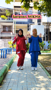 LBM 38165 SET MIKHA - Setelan Training Olahraga Wanita Muslimah Lengan Panjang Bahan Babyterry Size L XL XXL XXXL Adem