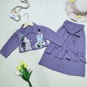 Setelan Anak Pererempuan Set Rok Bahan Crinkle Airplow 1-9 tahun