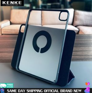 KENKE iPad Case 720° Magnetic Smart Anti-bending HD Clear Acrylic Case Rotating Detachable Smart Case for iPad 2022 M2 Pro 11 inch 2020 Air5 Air 4 iPad 7th 8th 9th 2021 mini 6 Magnetic Separation Case Free Shipping Free DIY Stickers