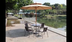 Parasol Umbrella With Stand Outdoor Beige Big Umbrella With Base 4.55x2.65M Garden Outdoor Solar Umbrella Waterproof Sunshade UV-Protection Beach Fishing Canopy Parasol Patio Umbrella Sun Beach Umbrella Outdoor Home Garden