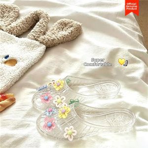 JIFANPAUL | Flat Transparent Closed Toe Jello Soft Bottom Slippers