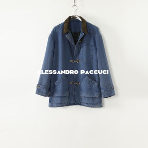 Relaxed Fit Denim Jacket with Contrast Collar Cotton Lyocell