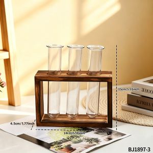 Lọ Hoa Thủy Canh Khung Gỗ 2026 Kiểu Cổ Điển Trang Trí Bàn Làm Việc Bàn Nhà Treo Tường Trưng Bày Hoa Lọ Hoa Nhỏ