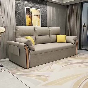 SAINTVILLA Nordic 2.0M 3-Seat Fabric Sofa Bed Multifunctional Folding Double Sofa with Storage Box Convertible Living Room Sleeper