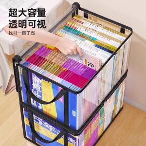 Large Capacity Transparent Visual Bookshelf Student Book Storage Organizer Rack Waterproof PVC Material for Study Room