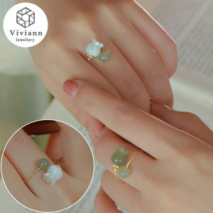 Viviann Original Flower Hetian Jade Ring ancient style flowers Chinese retro fine craftsmanship high sense of charm ladies ring Ring With Stone Crystal For Girl Women Couple Ring In Wedding