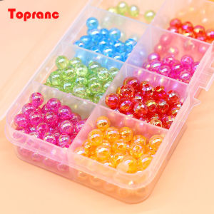 Topranc 100Pcs Fishing Beads 6mm Round Float Balls Stopper Rigging Beads for Tackle Assorted Plastic Glass Glow Bead DIY Kit