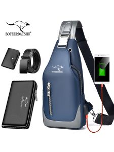 BOTEERDAISHU Oxford Cloth Crossbody Bag Mens Single Shoulder Charging Backpack Casual Style Fashion Brand New 2024 Model