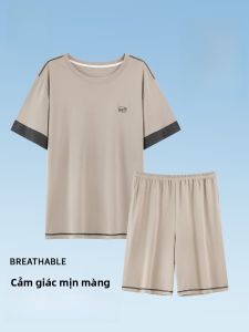 MiiOW | Bộ đồ ngủ mùa hè cotton nguyên chất cho nam MiiOW Áo thun cotton rộng rãi thoải mái Bộ đồ ngủ mùa hè cho nam