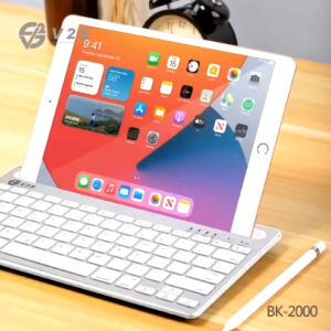 V2S BK2000 10Inches Wireless Bluetooth Slim Keyboard With Phone Holder Feature