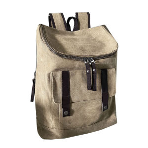 Mens Large Capacity Durable Canvas Backpack Casual Travel Bag Bookbag Korean Style Shoulder Bag with Computer Compartment