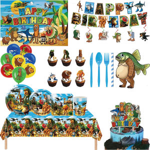 Tung Tung Sahur Tralalo Birthday Party Decorations Italian Brainrot Tablecloth Plate Cup CakeTopper Banner Party Favor Supplies