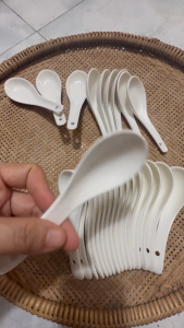 Muỗng sứ thìa sứ trắng cao cấp ăn cơm súp cháo dài 13.8cm chất liệu gốm sứ sang trọng