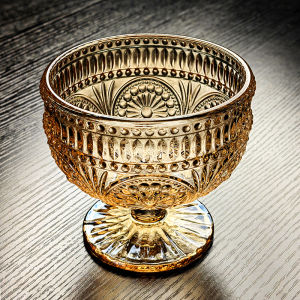 2025 New Crystal Glass Fruit Tray Small Elegant High-legged Ice Cream Cup Dessert Cup Luxury Sensation Nordic Style Pure Color