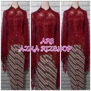 set kebaya akad nikah maroon kebaya payet modern kebaya termurah