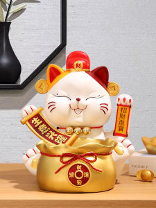 Lucky Cat Figurine Automatic Wave Hand Opening Ceremony Gift Business Prosperity Cash Register Front Desk Home Decoration Resin Craft