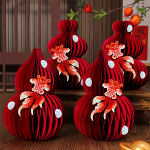 3D Honeycomb Balls Ornaments Red Gourd Wedding Room Decoration Carft 2026 Chinese New Year Spring Festival Decor