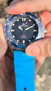 NORTH EDGE 316L Stainless Steel Case Solar Powered Diving Watch 180 Days Battery Life 46MM Screen Luxury Quartz Watch For Men 300M Waterproof Ceramic Bezel TRITON Jam Tangan Lelaki