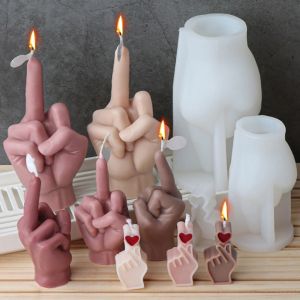 Love Finger Candle Silicone Mold Heart Gesture Resin Mould Gypsum DIY Aromatherapy Making Tool Handmade Gifts Home Desk Decor