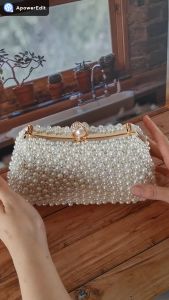 Tas Pesta Import Mutiara Mewah Dompet Kondangan Wanita Kristal Swarovski 2801