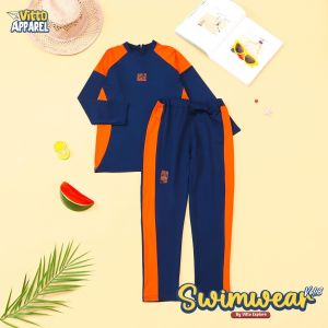 Vitto Explore Setelan Baju Renang Anak Laki Laki Perempuan Plus Kerudung Swimwear Kids Teen