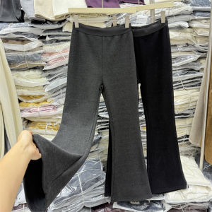 Womens Fleece Lined Wide Leg Pants Casual Autumn Winter New Style Small Size Cashmere Slimming Micro Flared Pants Floor Length