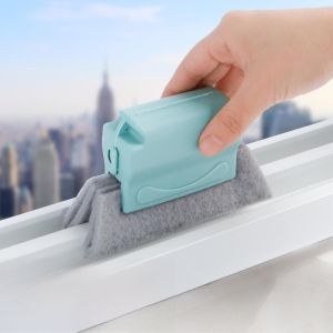แปรงทำความสะอาดร่องหน้าต่างแบบพิเศษพร้อมผ้าเช็ดจีบ แปรงทำความสะอาดร่องประตูแบบอเนกประสงค์สำหรับใช้ในบ้าน
