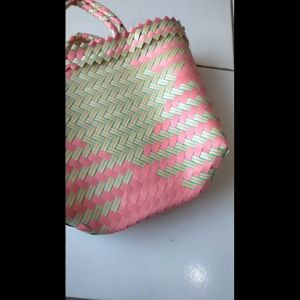 Tas anyaman plastik Tas Lurik Ukuran KECIL tas Kerajinan tangan Tas Belanjaan Serbaguna motif Random
