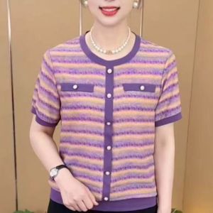 QIAOXIZI | Youthful Fashion Round Neck Short Sleeve T-shirt for Women