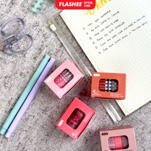 Flashee 5 Rolls Basic Decoration Washi Tape Decor Jurnal Dekor Masking Tape Scrapbook