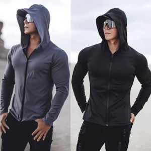 Quick-Drying High-Elastic Mens Long-Sleeve Hooded Jacket