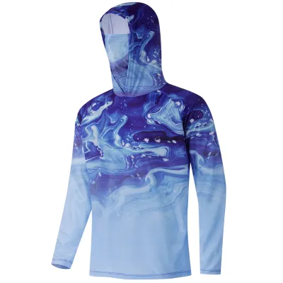 Fishing Shirt Hooded Men Fishing Clothes Outdoor Summer Mask Hoodie Sun Uv Protection Performance Jersey