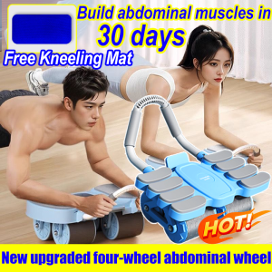 🔥Build abdominal muscles in 30 days！Abs Roller Training - Abdominal Free Kneeling Mat Wheel Muscle Training Auto Rebound & Elbow Support Plank Roller Home Fitness With mobile phone holder健腹轮