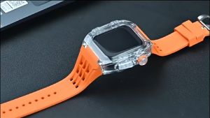 Bộ Vỏ + Dây Đeo Mod Kit Bộ Vỏ For apple watch series 9 8 7 6 5 44mm 45mm Cao Su Sang Trọng Trong Suốt dành Dòng Đồng Hồ for apple Phụ Kiện Đồng Hồ Hợp Kim