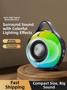 Portable Wireless Bluetooth Speaker Mini Outdoor Sports Big Volume Mobile Phone Home Use Special Bass Cannon LED Light
