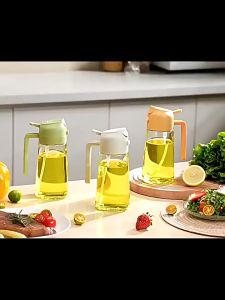 BECORATE 2 in 1 (oil spray+Dispenser) Oil Can Kitchen 470ml Cruet Bottle Clear Glass Oil Can Oil Spray Bottle