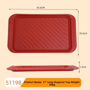 Non-slip Melamine Barbecue Striped Rectangular Fruit Plate