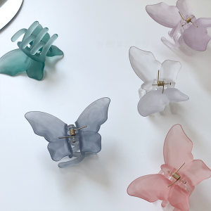 AM1013 ผีเสื้อ Half Up กิ๊บติดผม ผู้หญิง ที่จับผม ฤดูร้อน Frosted Shark Jaw Headwear ทันสมัย เครื่องประดับผม