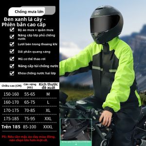 Bộ Áo Mưa Chống Thấm Toàn Thân Tách Riêng Áo và Quần Dày Dài Cho Người Đi Xe