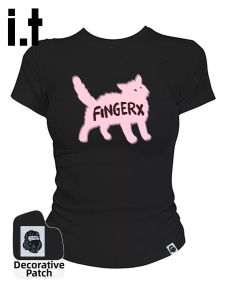 FINGERCROXX | Black Straight Shoulder Short Sleeve T-Shirt