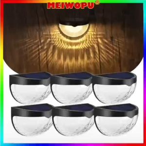 Solar Wall Lamp Black White Cold Warm Lights Fence Courtyard Garden Lawn Stairs Half Round 6 LED Outdoor Light