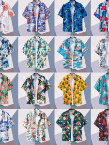Summer Loose Thin Hawaii Short Sleeve Floral Shirt Mens Casual Beach Vacation Couples Shirt Cotton Linen Fashionable Youth