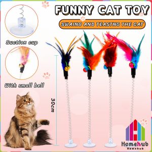 HB Pet Toy Cat Teaser Colorful Feather Stick Swing Funny Toys