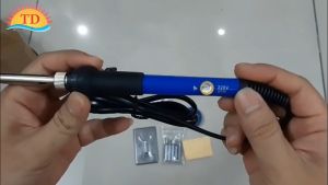 GIÁ SỈ  Combo Máy Hàn Chỉnh Nhiệt 60w  5 mũi hàn  nhựa thông  chì hàn  gác mỏ hàn  bọt biển