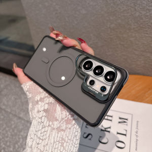 Camera Stand Holder Case For Samsung Galaxy S26 S25 Edge S24 S23 FE Ultra Plus For Magsafe Wireless Charge Clear Bumper Cover
