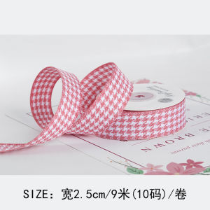 2.5cm Mixed Woven Cotton and Linen Houndstooth Ribbon South Korea Hair Bow Ribbon Ribbon Packaging Bouquet Decorative Band