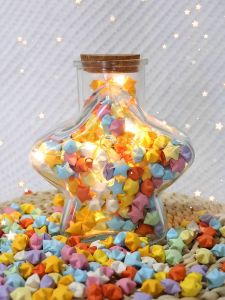 ⭐️ดาวพับสำเร็จดาวตกแต่ง150ดวง130ดวงดาวพับสีสดใสสีพาสเทสของขวัญของตกแต่งใส่ขวดโหล