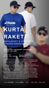 Kaos Kurta Raket RIADO Kasual Olahraga Tenis Badminton Padel Muslim Pria Original Asli by ROSAL