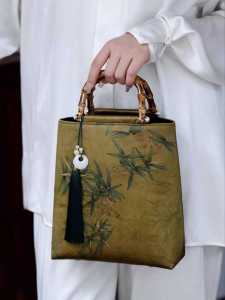 New Chinese Style Ancient Style Han Chinese Clothing Skirt Xiangyun Yarn Duobao Tassel Bamboo Bag National Style Hand Bag Bamboo Handbag