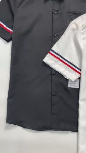 Áo sơ mi nam  nữ tay ngắn chất vải lụa mềm mịn phối viền tay 3màu trẻ trung sang trọng mẫu mới-ATC77SHOP